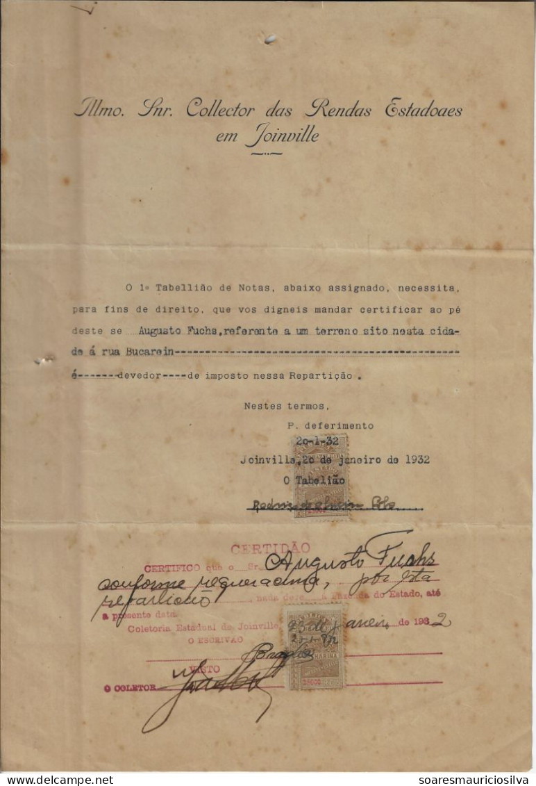 Brazil 1895/1932 process of sale property in Bucarein Joinville with 1890 Land Concession from the Dona Francisca colony