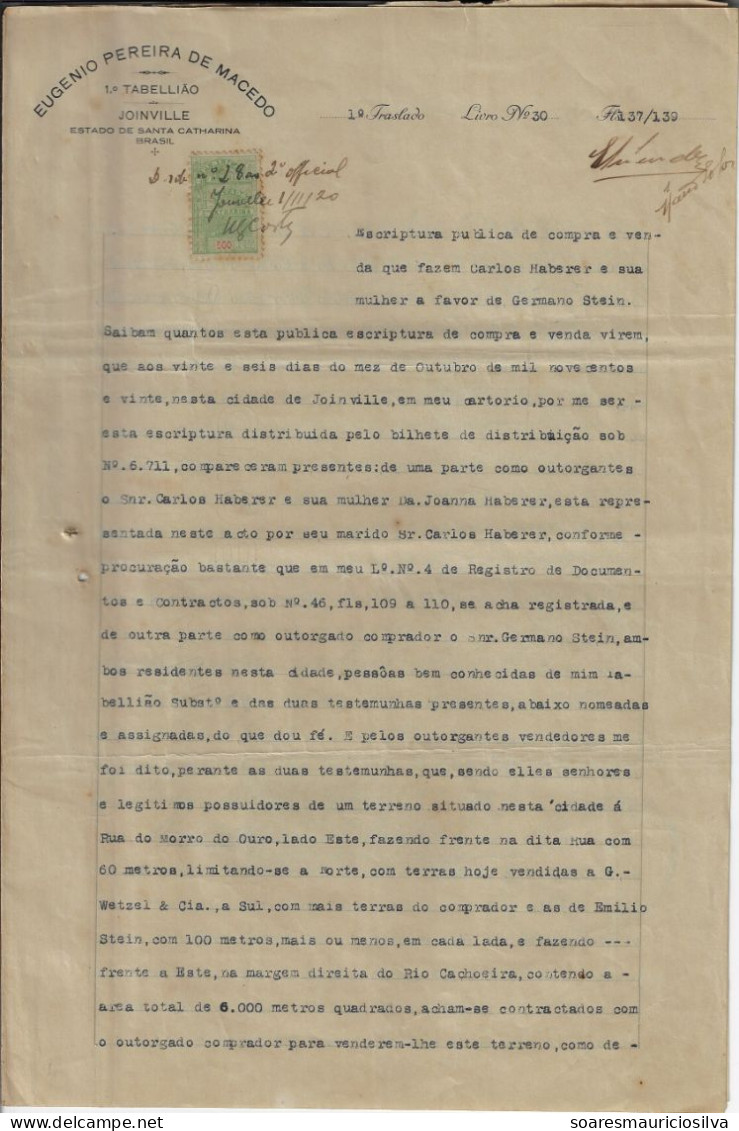 Brazil 1895/1932 process of sale property in Bucarein Joinville with 1890 Land Concession from the Dona Francisca colony