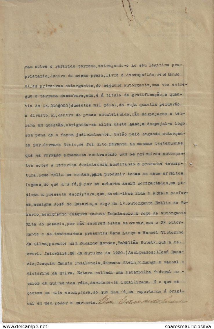 Brazil 1895/1932 process of sale property in Bucarein Joinville with 1890 Land Concession from the Dona Francisca colony