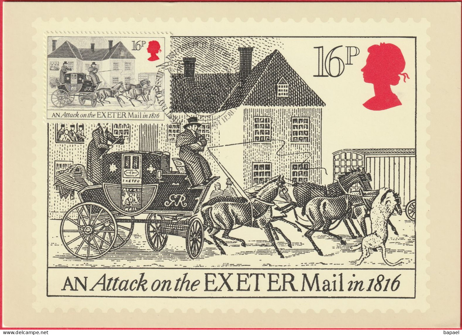 Carte Maximum (FDC) - Royaume-Uni (Écosse-Édimbourg) (31-7-1984) - Courrier Royal (Courrier D'Exeter 1816) (Recto-Verso) - Maximum Cards