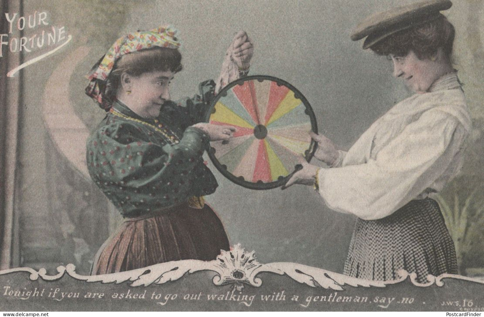 Your Wheel Of Fortune Antique Romany Telling Future Beware Postcard - Santé