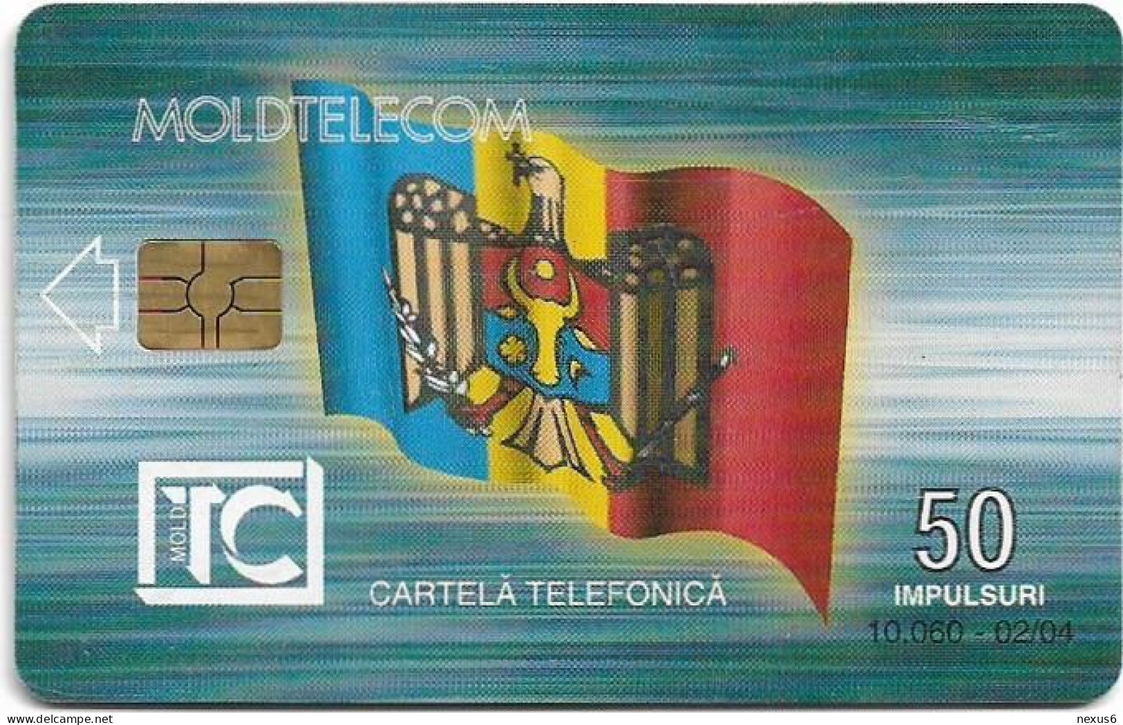 Moldova - Moldtelecom - Flag 7th Issue, Gem5 Red, 02.2004, 50U, 10.060ex, Used - Moldova