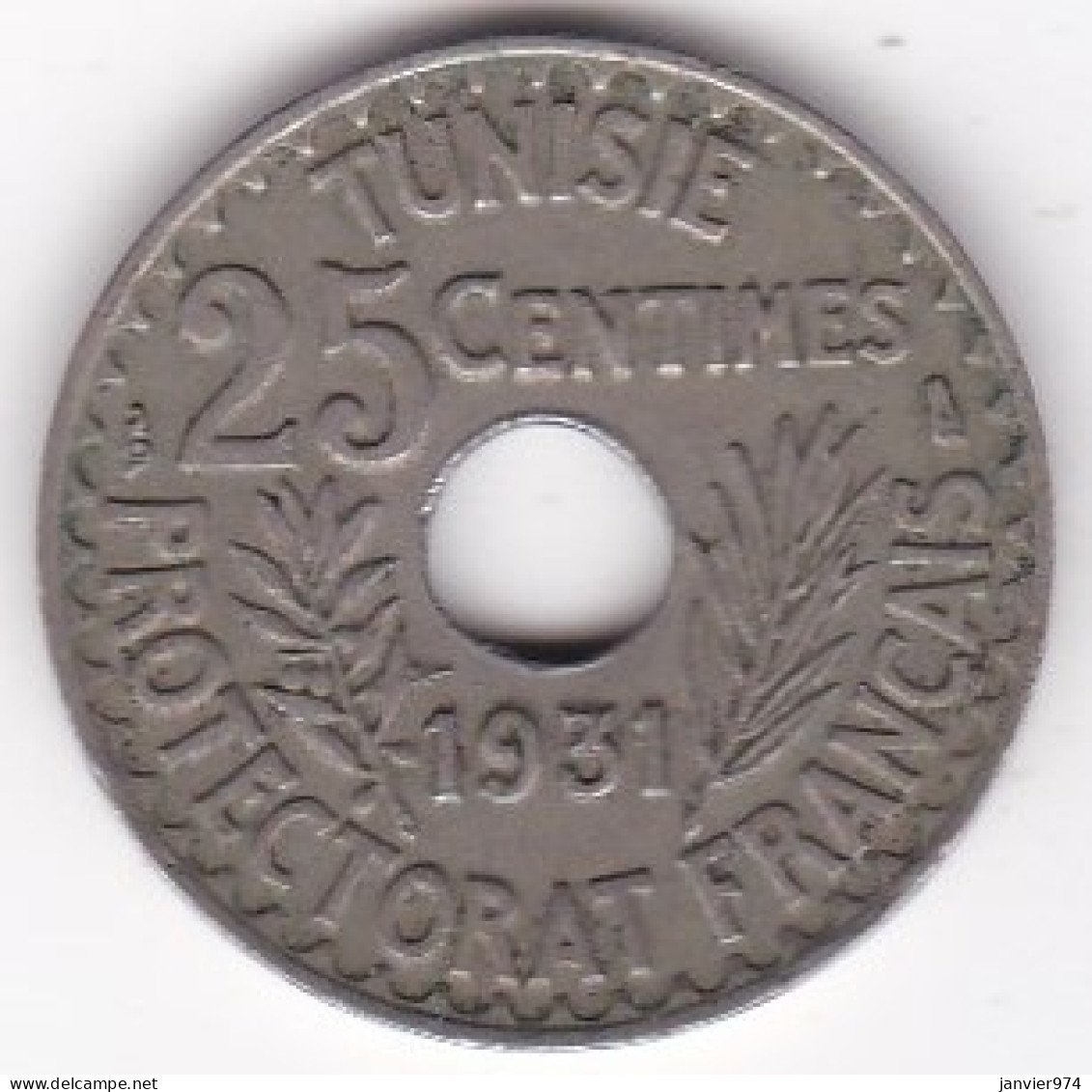 Protectorat Français 25 Centimes 1931 , Bronze Nickel, Lec# 133 - Tunisia