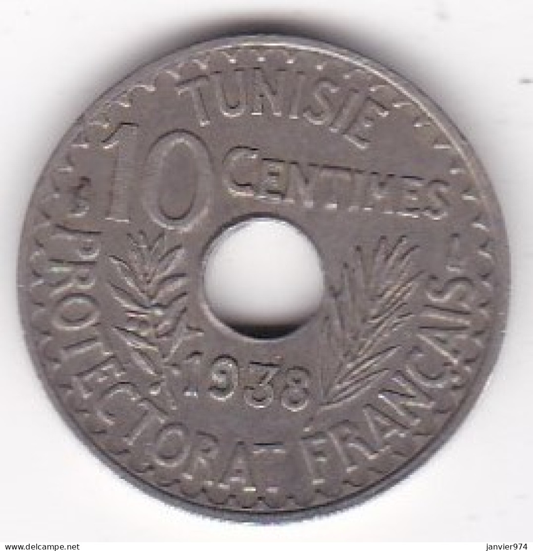 Protectorat Français 10 Centimes 1938 , En Cupro Nickel , Lec# 115 - Tunisia