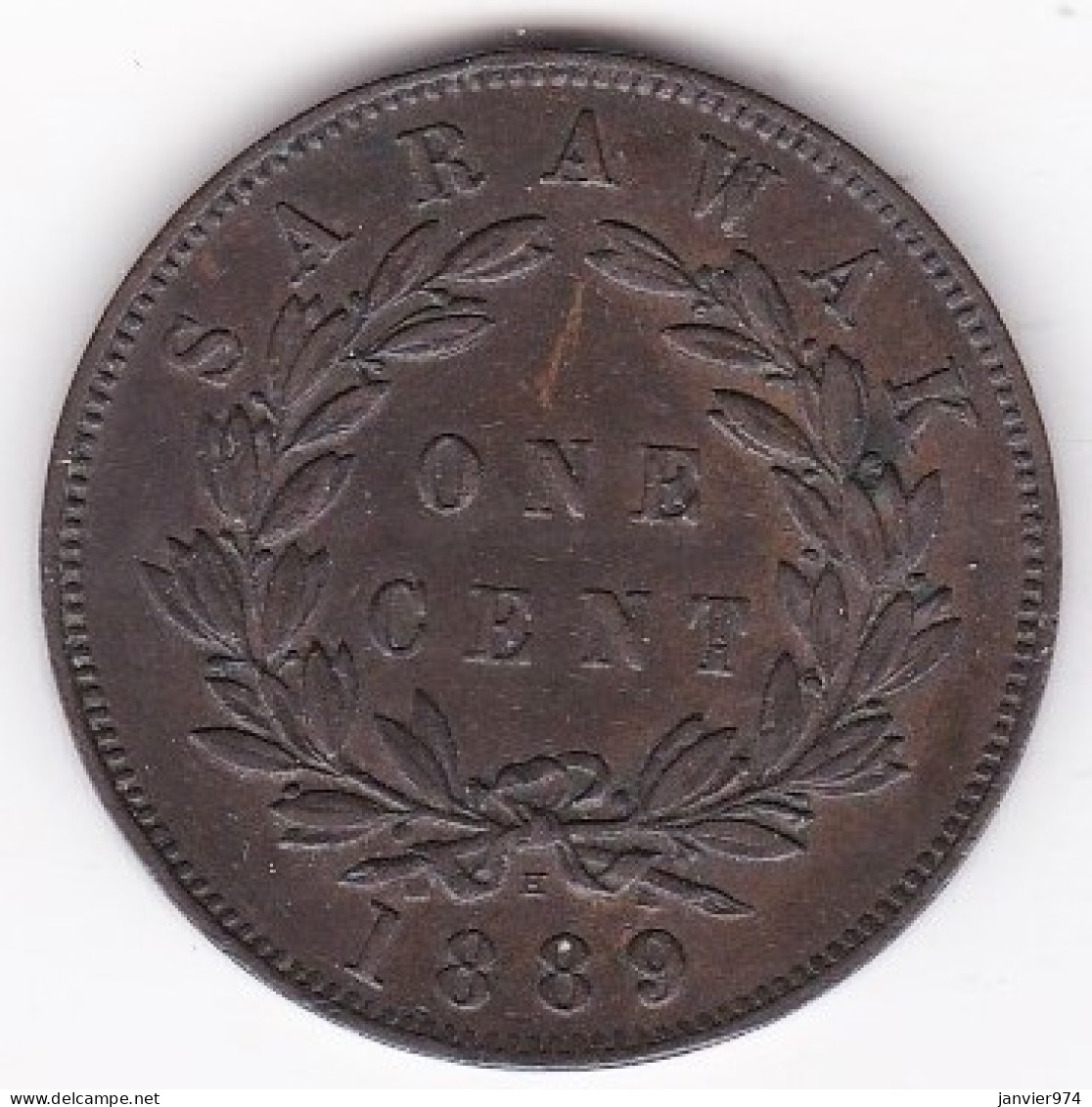 Sarawak . One Cent 1889 H, Charles J. Brooke Rajah, En Bronze, KM# 6 - Malasia