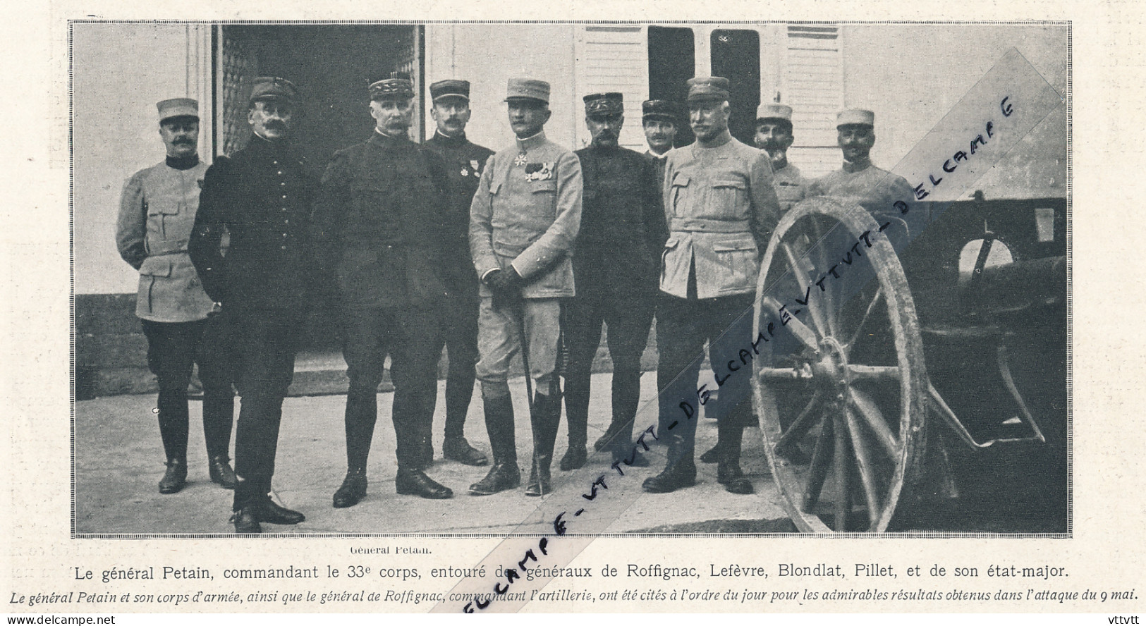 Document (1915), Bataille De Lorette, Le Général Pétain, Commandant Le 33° Corps, De Roffignac, Lefèvre, Guerre 14-18 - Collections