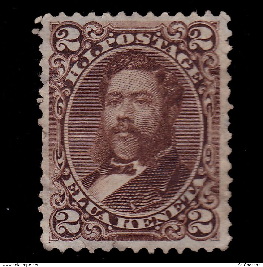 HAWAII Stamp.Kalakaua.1875.2c.brown.SCOTT 35.MNG - Hawaii