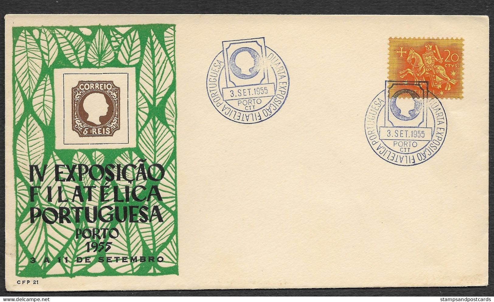 Portugal Cachet Commémoratif  Expo Philatelique Porto 1955 Event Postmark Stamp Expo Oporto 1955 - Postal Logo & Postmarks