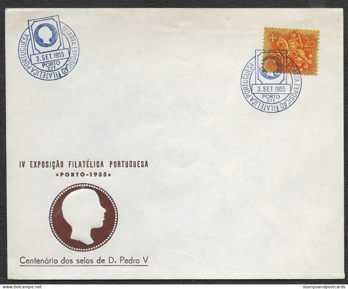 Portugal Cachet Commémoratif  Expo Philatelique Porto 1955 Event Postmark Stamp Expo Oporto 1955 - Postal Logo & Postmarks