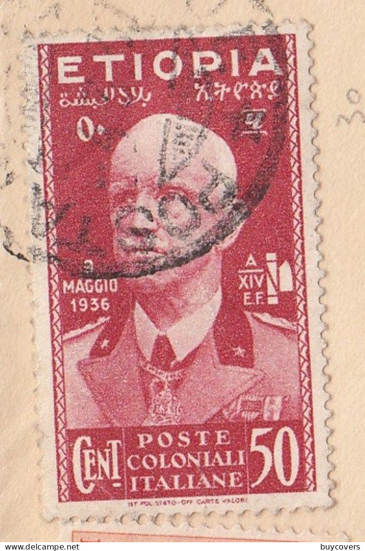 CO23 - ETIOPIA - Busta Del 1937 Da POSTA MILITARE 130E  A Silver Spring (USA) Con Cent 50 Carminio E Cent . 75 Giallo - Aethiopien