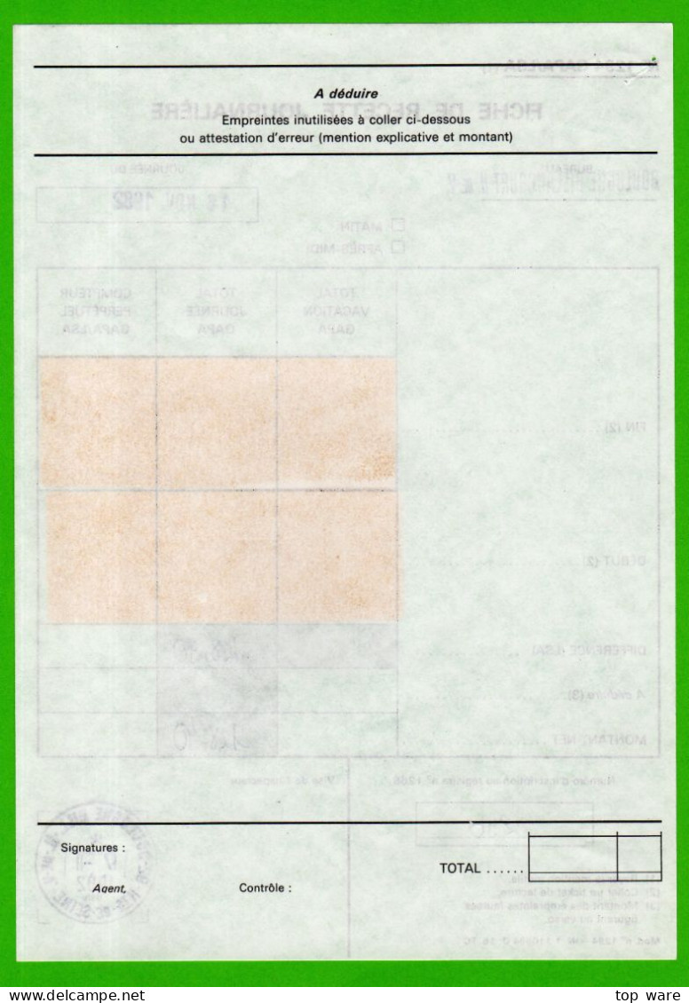 France LSA LS07 92962 * FICHE DE RECETTE JOURNALIÈRE 16.11.1982 * Prototype Timbre Distributeur ATM Automatenmarken - 1981-84 LS & LSA Prototypen