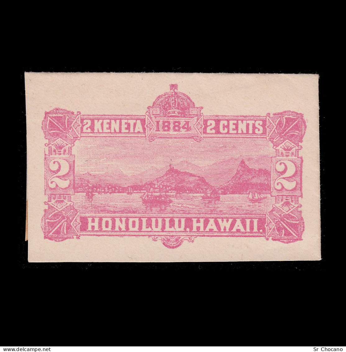 US.HAWAII.Honolulu Harbor.1884.2c.Cutted From Envelope - Hawaï