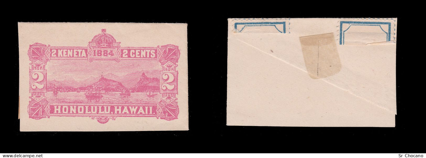 US.HAWAII.Honolulu Harbor.1884.2c.Cutted From Envelope - Hawaï