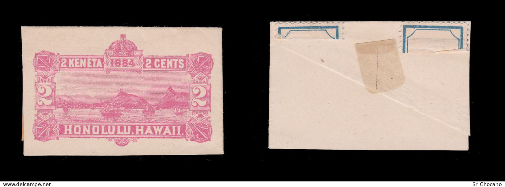 US.HAWAII.Honolulu Harbor.1884.2c.Cutted From Envelope - Hawaii