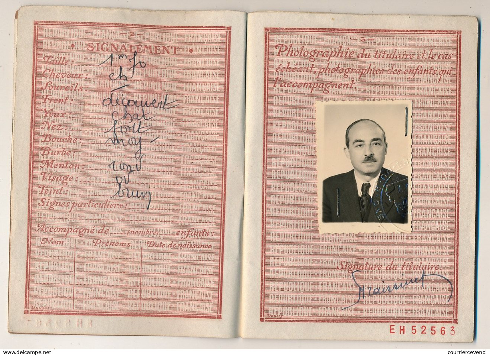 FRANCE - Passeport à L' Etranger - 580 Francs - 1952 - Unclassified