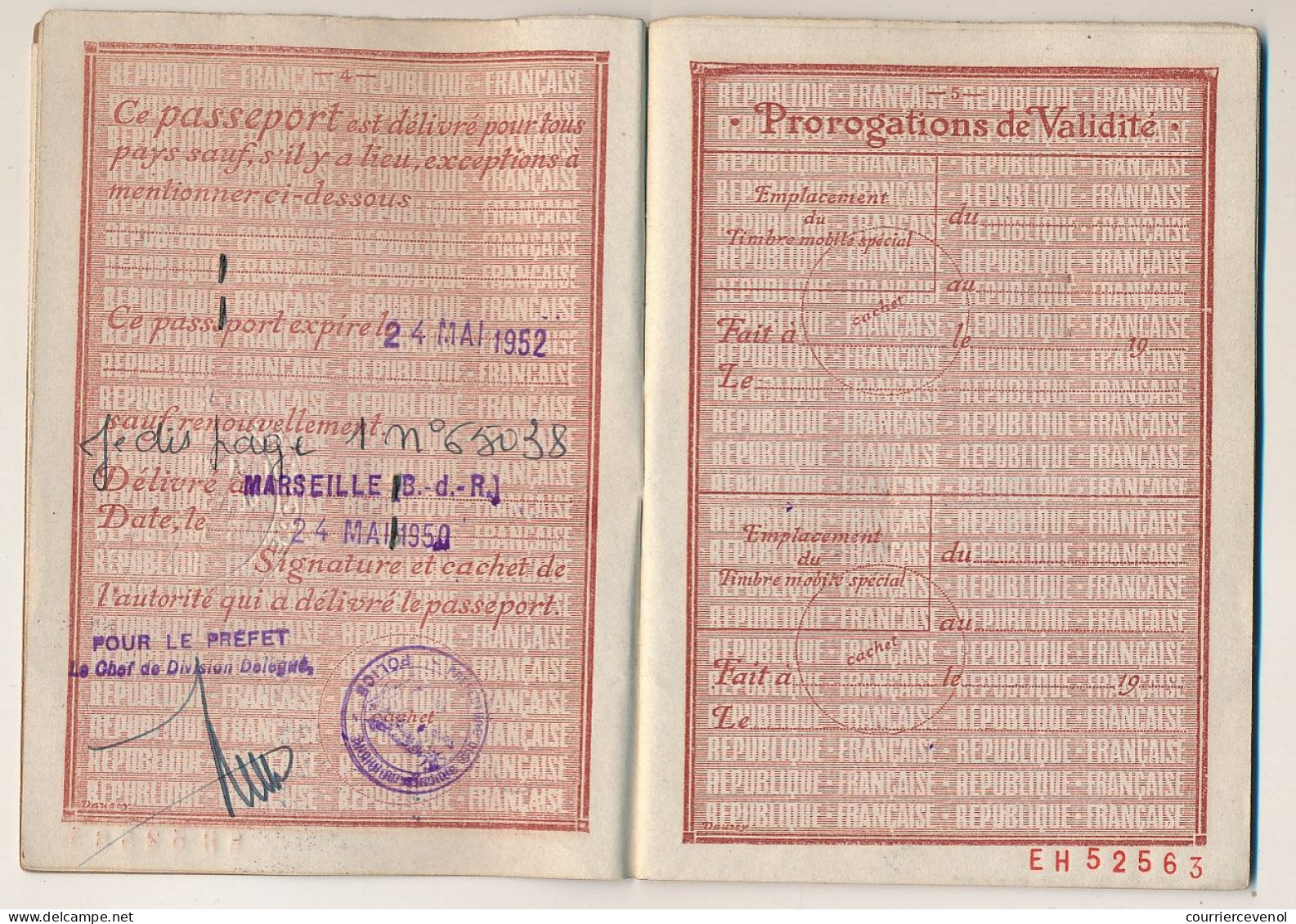 FRANCE - Passeport à L' Etranger - 580 Francs - 1952 - Zonder Classificatie