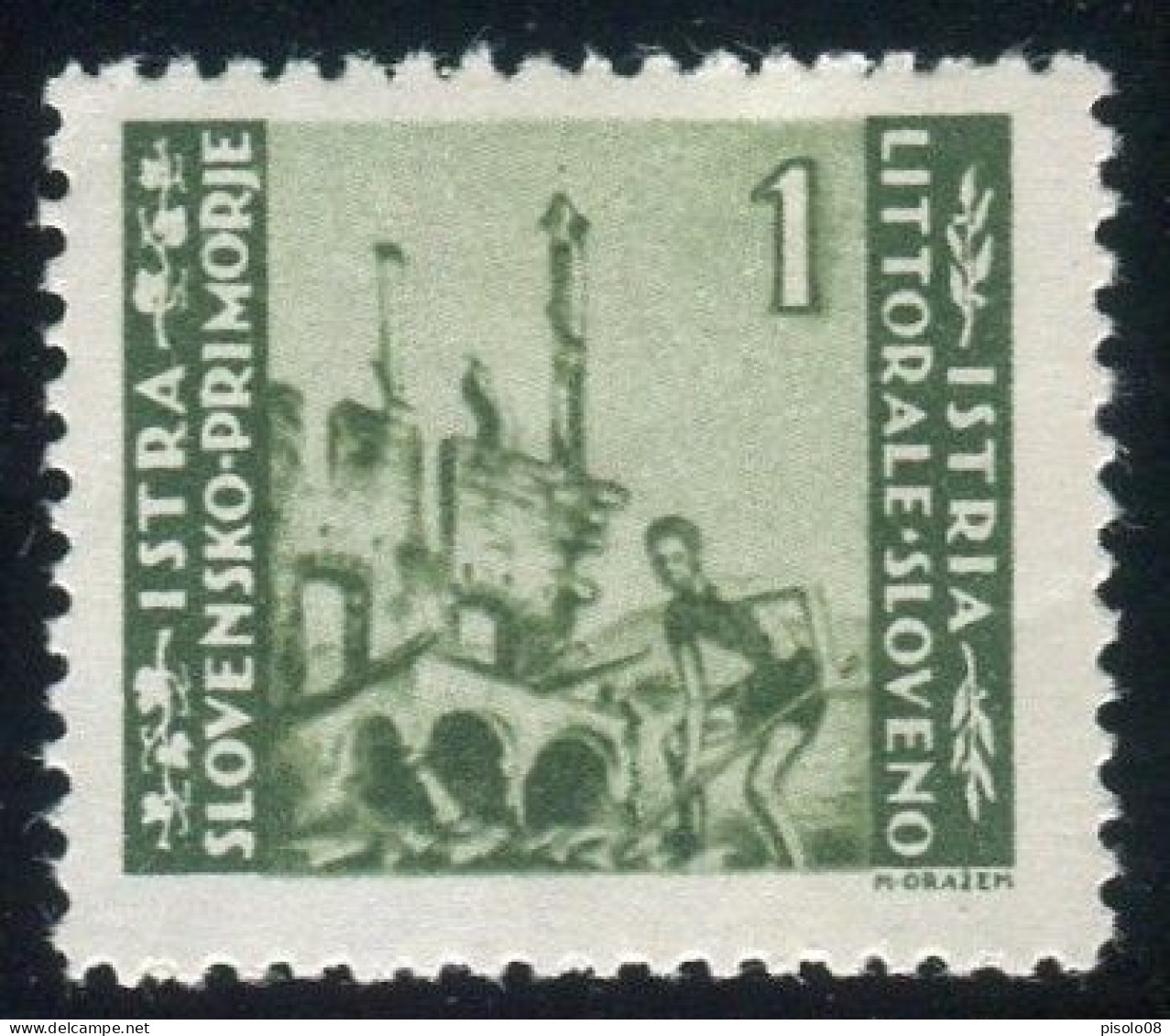 ISTRIA E LITORALE SLOVENO  1946 1 LIRA SASSONE N. 53 ** MNH - Yugoslavian Occ.: Slovenian Shore