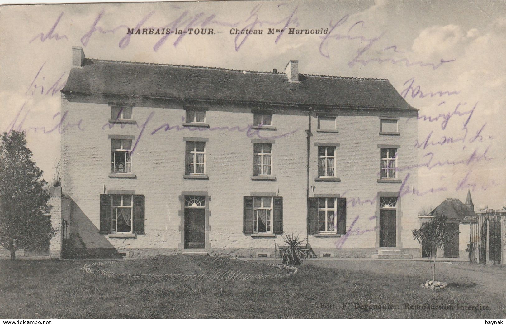 BELG257  --   MARBAIS LA TOUR  --  HAM SUR HEURE NALINNES  --   CHATEAU Mme HARNOULD  --  DEUTSCHE FELDPOST  --  1914 - Ham-sur-Heure-Nalinnes