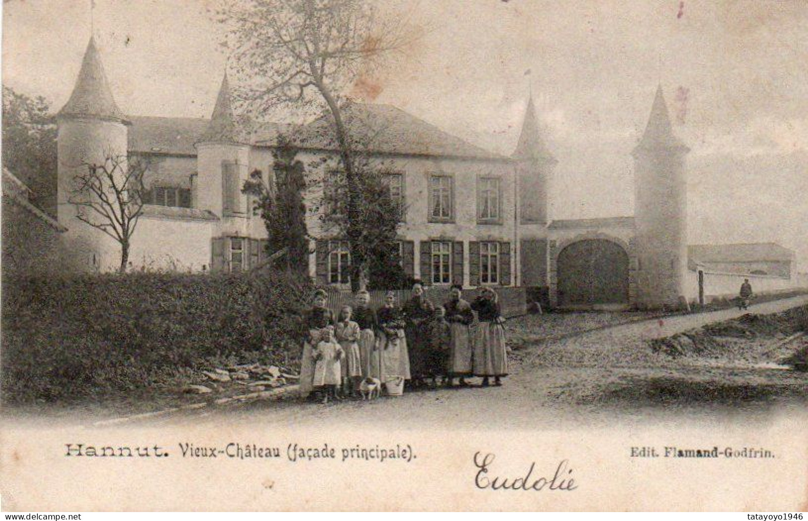 Hannut  Vieux Chateau Façade Principale Animée Voyagé En 1905 - Hannuit