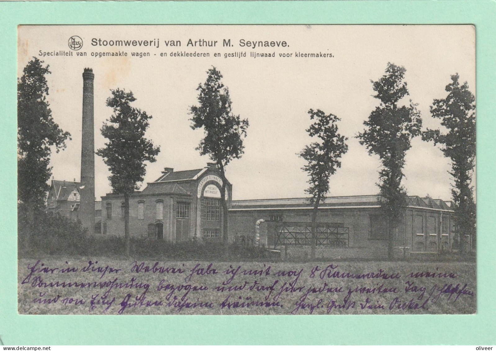 Oost-Roosbeke : Stoomweverij Van Arthur Seynaeve - Stempel Bahnpost GENT-COURTRAI - Oostrozebeke