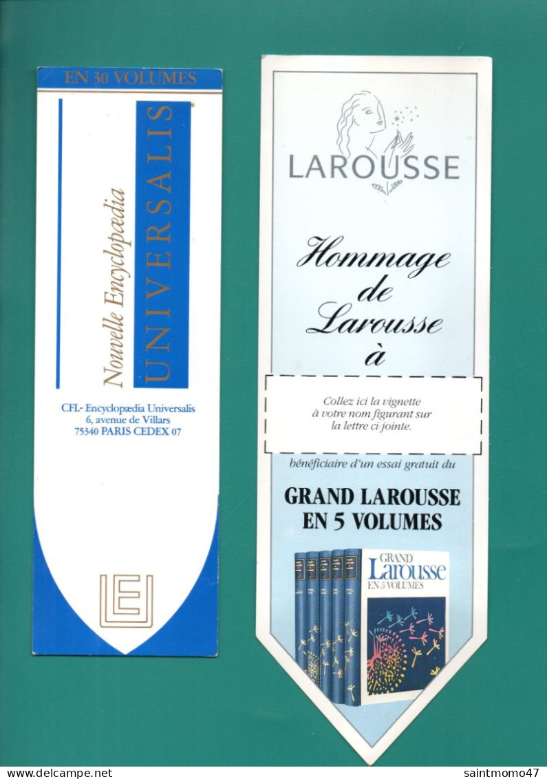 2 MARQUE-PAGES . " LA GRANDE LIRIADE . LAROUSSE " & " ENCYCLOPAEDIA UNIVERSALIS " - Réf. N°55 E - - Marque-Pages