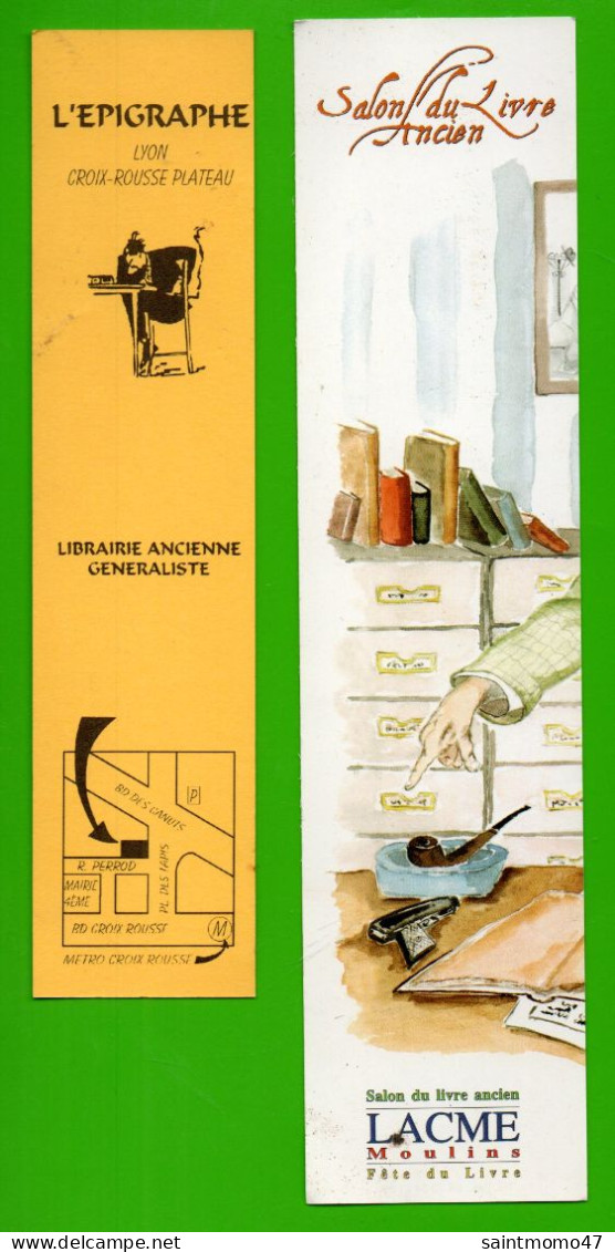 2 MARQUE-PAGES . " L'ÉPIGRAPHE . LYON CROIX-ROUSSE PLATEAU " & " SALON DU LIVRE . SOUVIGNY " - Réf. N°67 E - - Marque-Pages