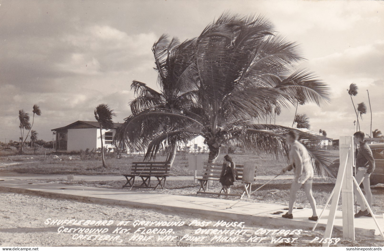 Florida Greyhound Key Shuffleboard At Greyhound Post House Real Photo - Key West & The Keys