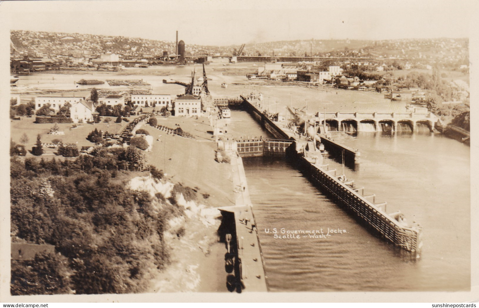 Washington Seattle U S Government Locks 1940 Real Photo - Seattle