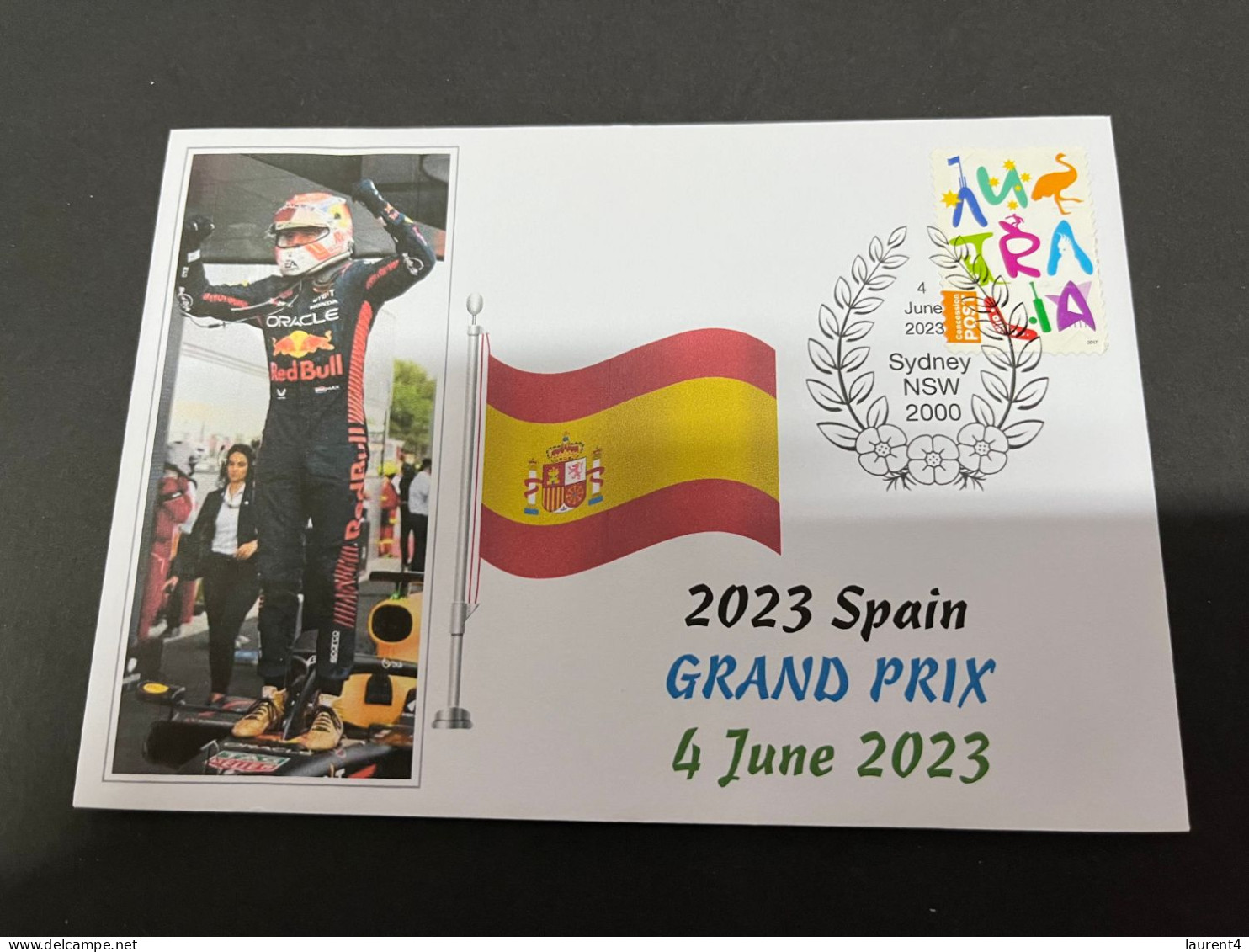 (2 R 37) Formula One - 2023 Spain Grand Prix - Winner Max Verstappen (4 June 2023) With OZ Stamp - Autres & Non Classés