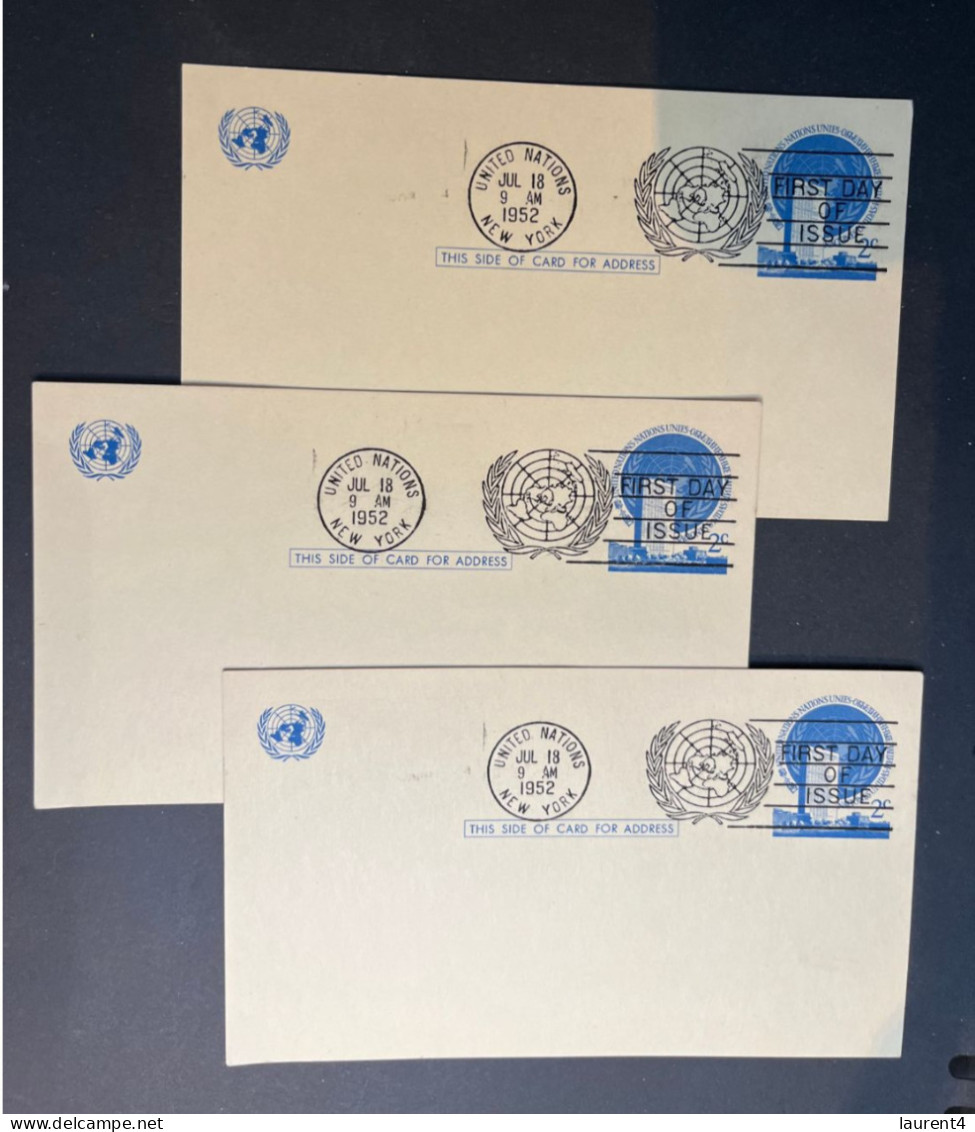 (2 R 39) United Nations Bristol Cards (x 3 Identical Copy) - 1952 - July 18 , New York - Andere & Zonder Classificatie