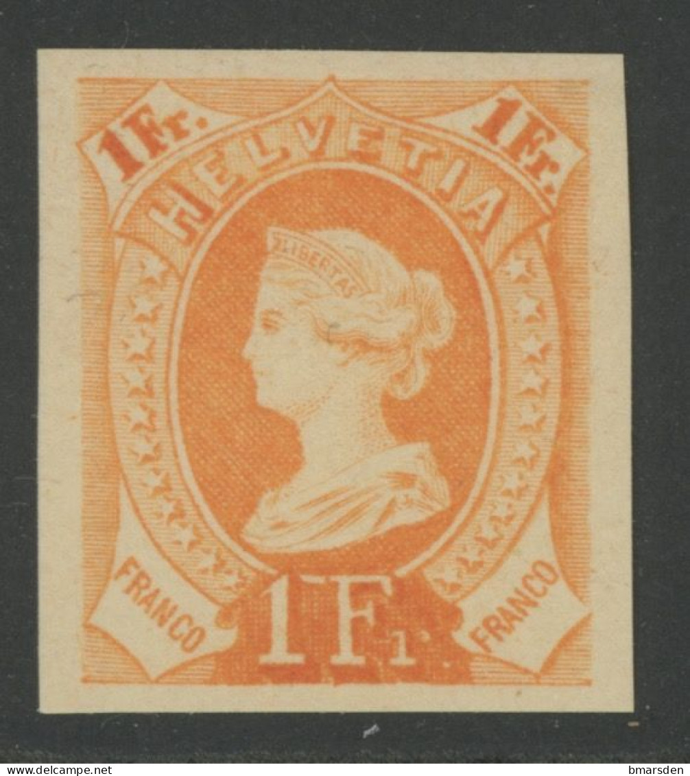 SCHWEIZ SWITZERLAND HELVETIA 1 Fr COLOR PROOF (no Gum) / EPREUVE DE COULEUR (neuf Sans Gomme) / LIBERTY LIBERTAS ESSAY - Neufs