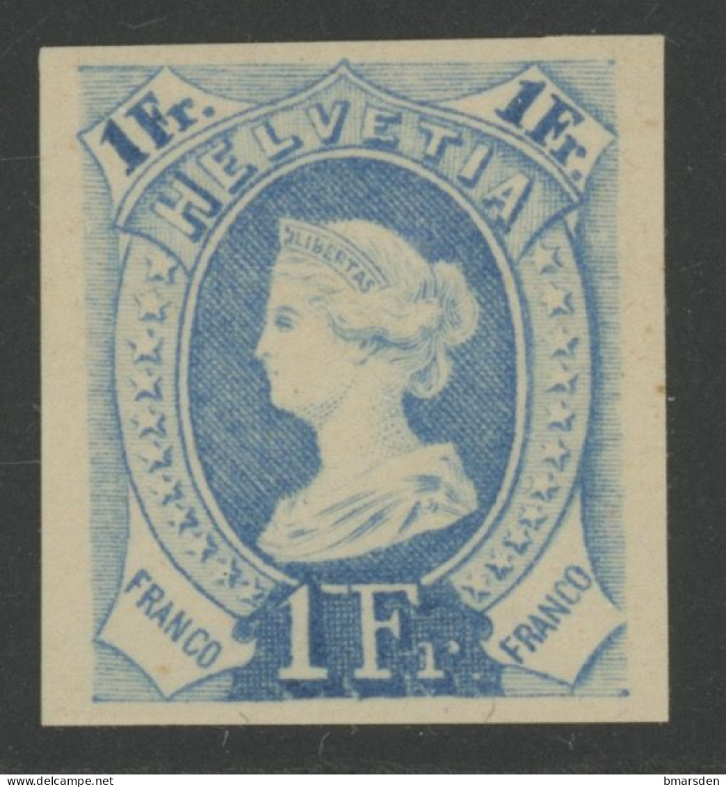 SCHWEIZ SWITZERLAND HELVETIA 1 Fr COLOR PROOF (no Gum) / EPREUVE DE COULEUR (neuf Sans Gomme) / LIBERTY LIBERTAS ESSAY - Neufs