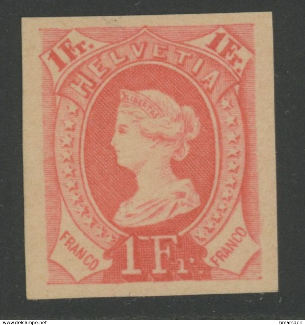 SCHWEIZ SWITZERLAND HELVETIA 1 Fr COLOR PROOF (no Gum) / EPREUVE DE COULEUR (neuf Sans Gomme) / LIBERTY LIBERTAS ESSAY - Neufs