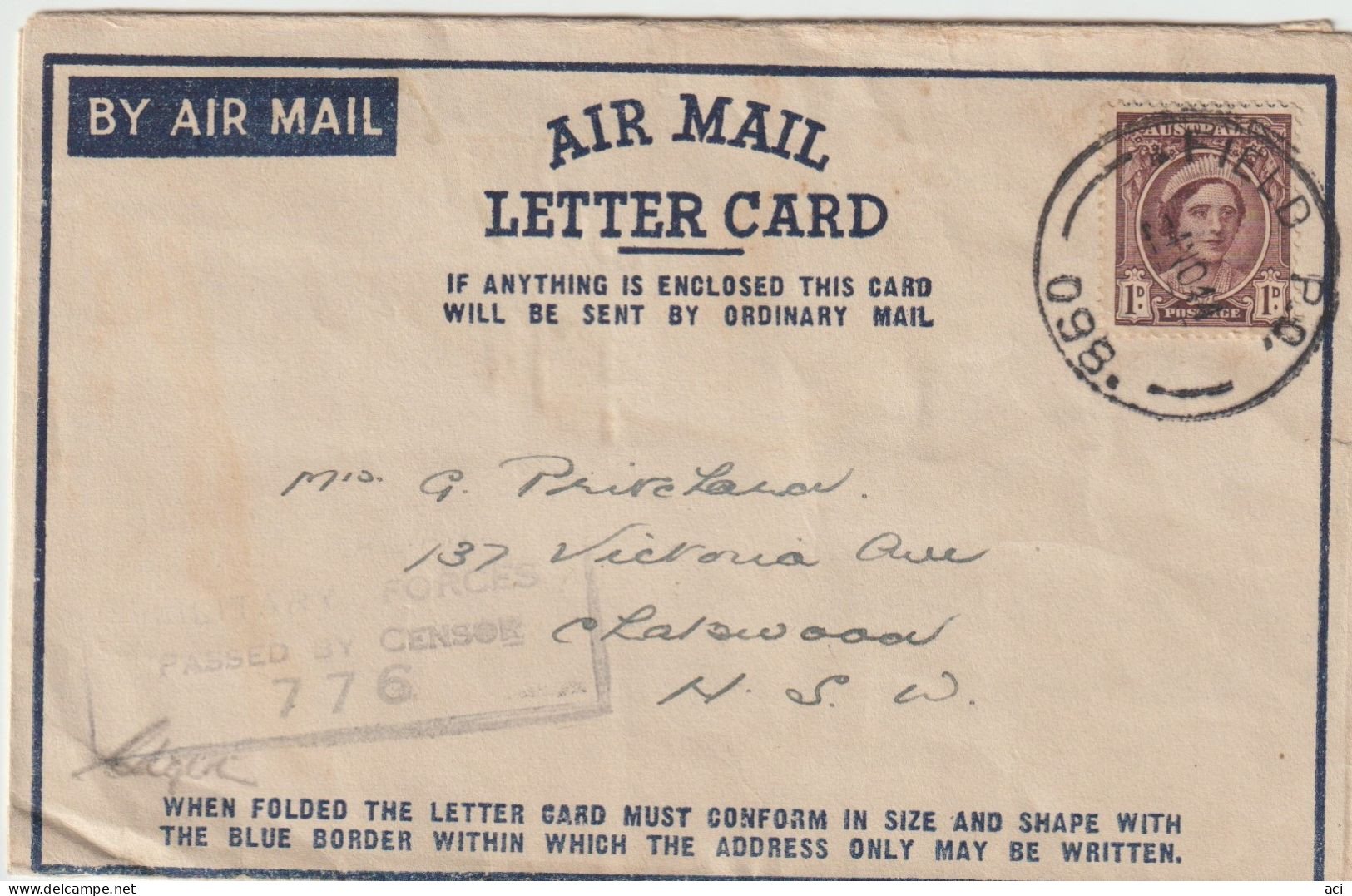 Australia 1944 Military Mail FIELD PO 098,used In Lae, - Lettres & Documents