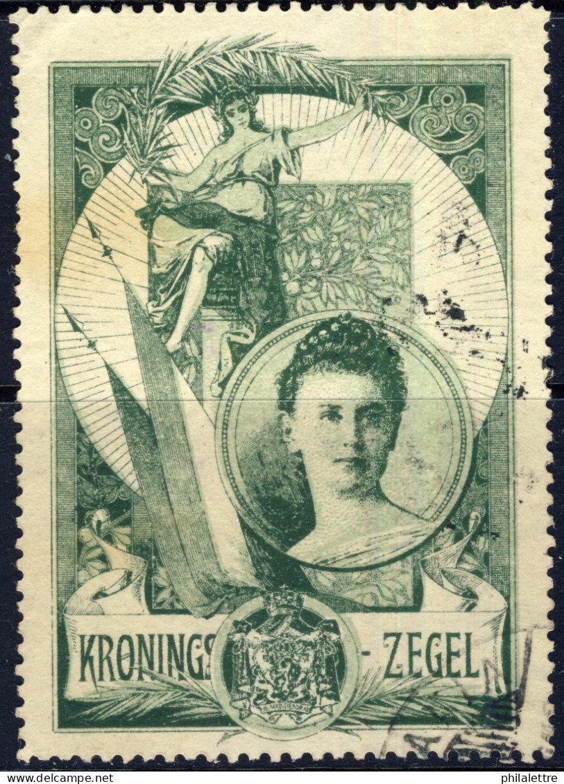 PAYS-BAS - 1898 Queen Wilhelmina Inauguration Stamp (cinderella) "KRONINGS-ZEGEL - Superb Used - Autres & Non Classés