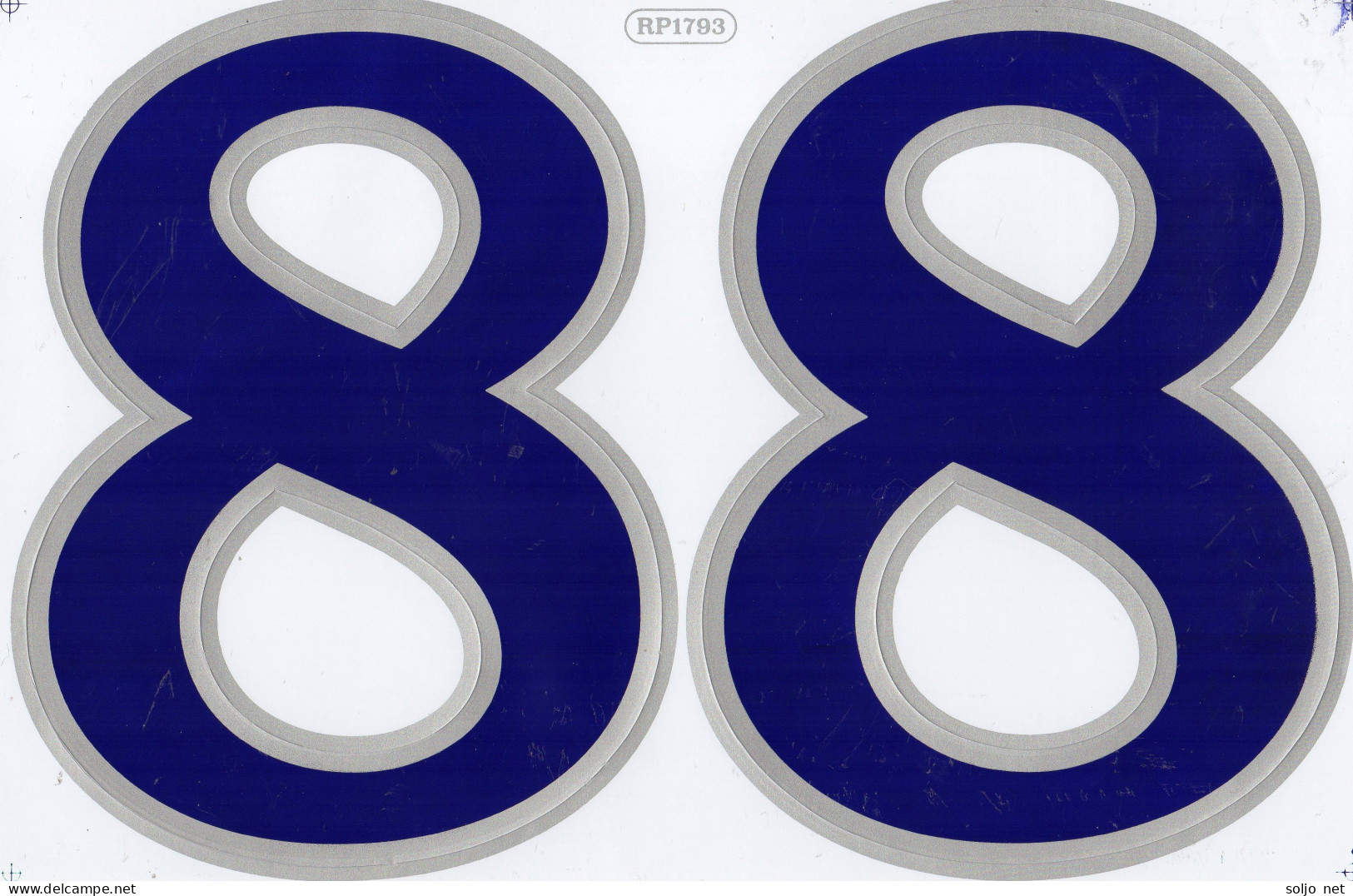 Grosse Nummer 8 Aufkleber 165 Mm Blau Blue Big Number Sticker A4 1 Bogen 27 X 18 Cm ST503 - Scrapbooking