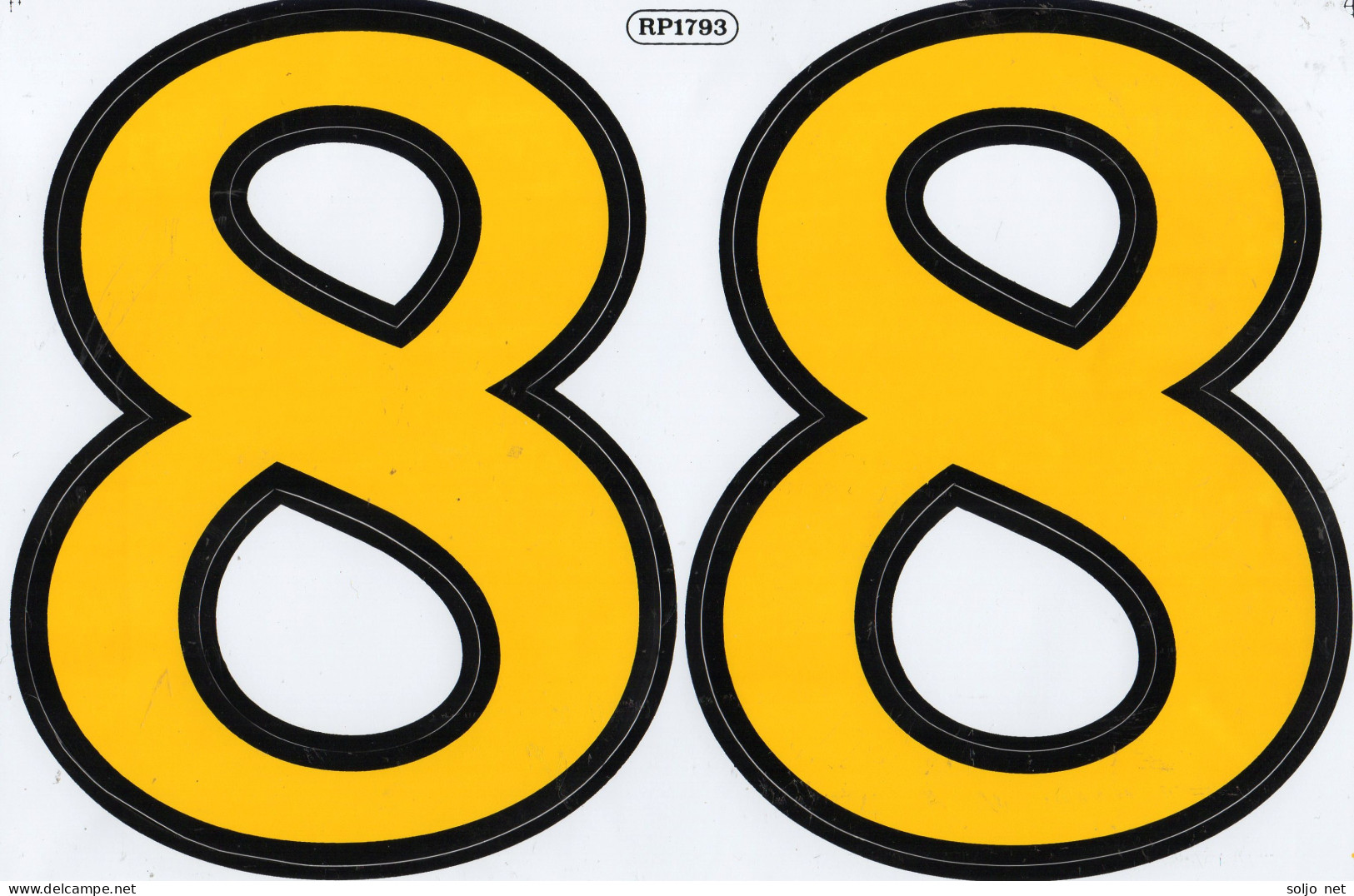 Grosse Nummer 8 Aufkleber 165 Mm Gelb Yellow Big Number Sticker A4 1 Bogen 27 X 18 Cm ST502 - Scrapbooking