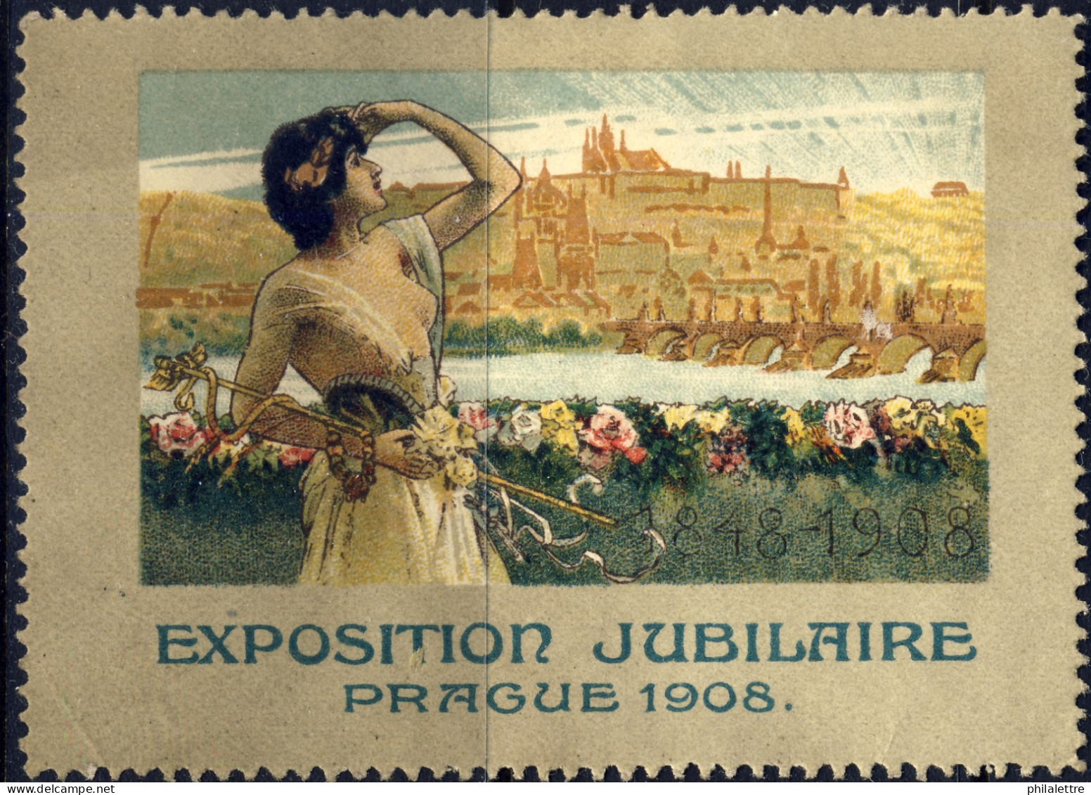 CZECHOSLOVAKIA (Austro-Hungary) - 1908 PRAG JUBILEE EXHIBITION Poster Stamp (in French) - No Gum - Autres & Non Classés
