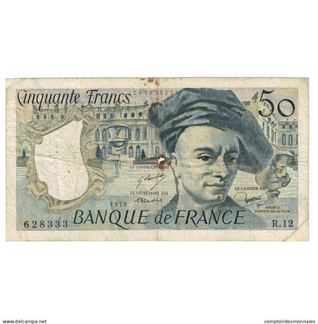 France, 50 Francs, Quentin De La Tour, 1978, R.12, TB, Fayette:67.3, KM:152a - 50 F 1976-1992 ''Quentin De La Tour''