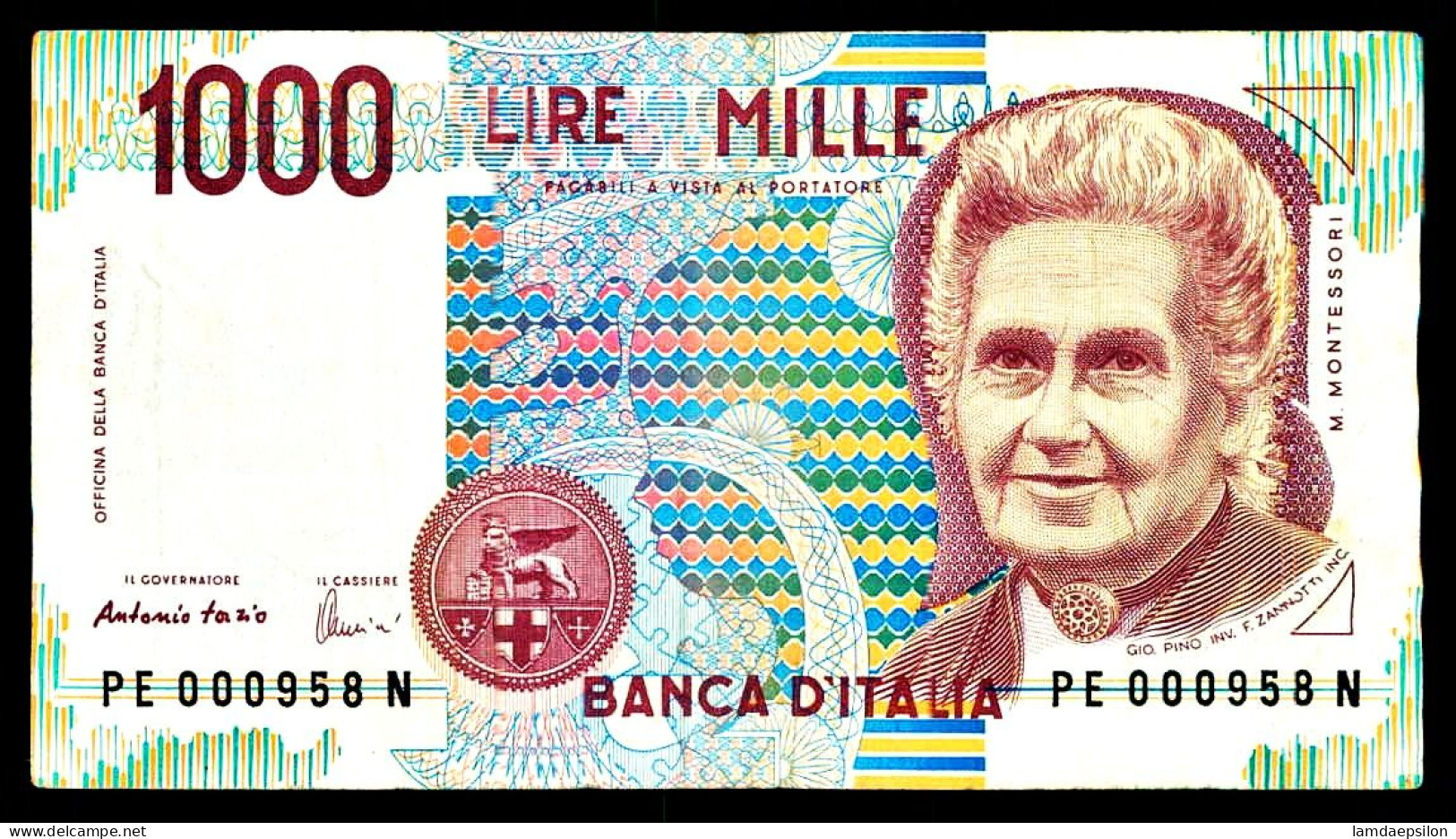 A9  ITALIA   BILLETS DU MONDE    BANKNOTES  1000  LIRE  1990 - Andere & Zonder Classificatie