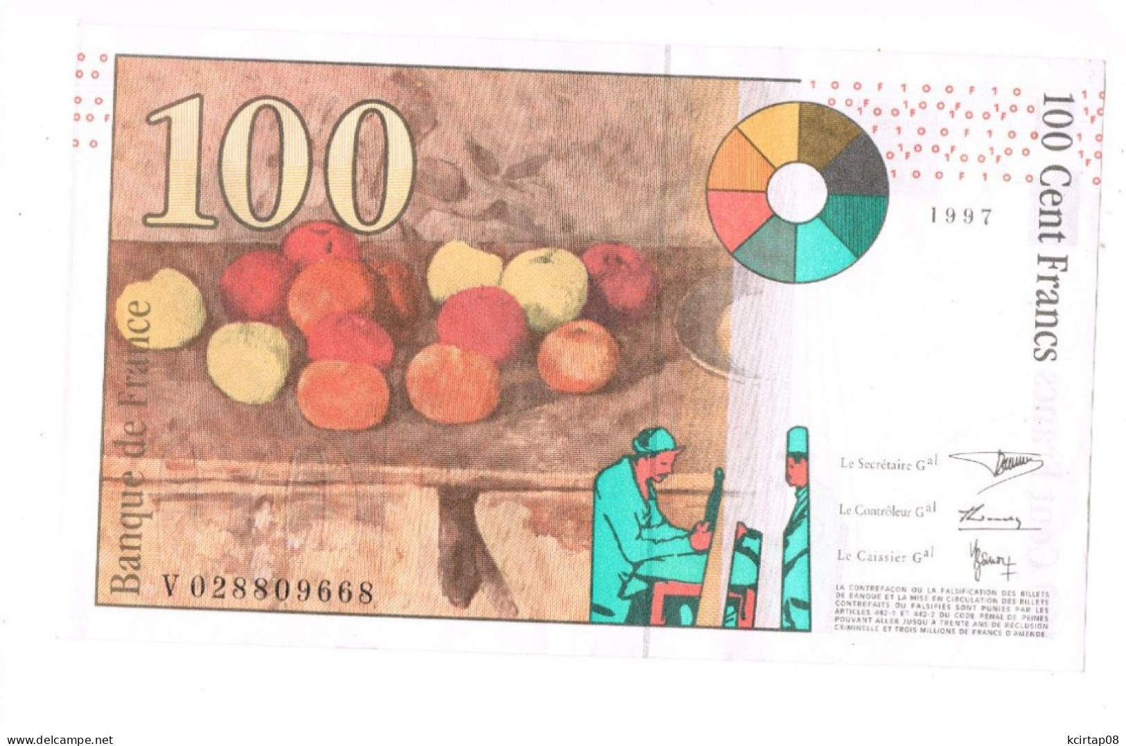 100 . Cents Francs 1997 . - 100 F 1997-1998 ''Cézanne''