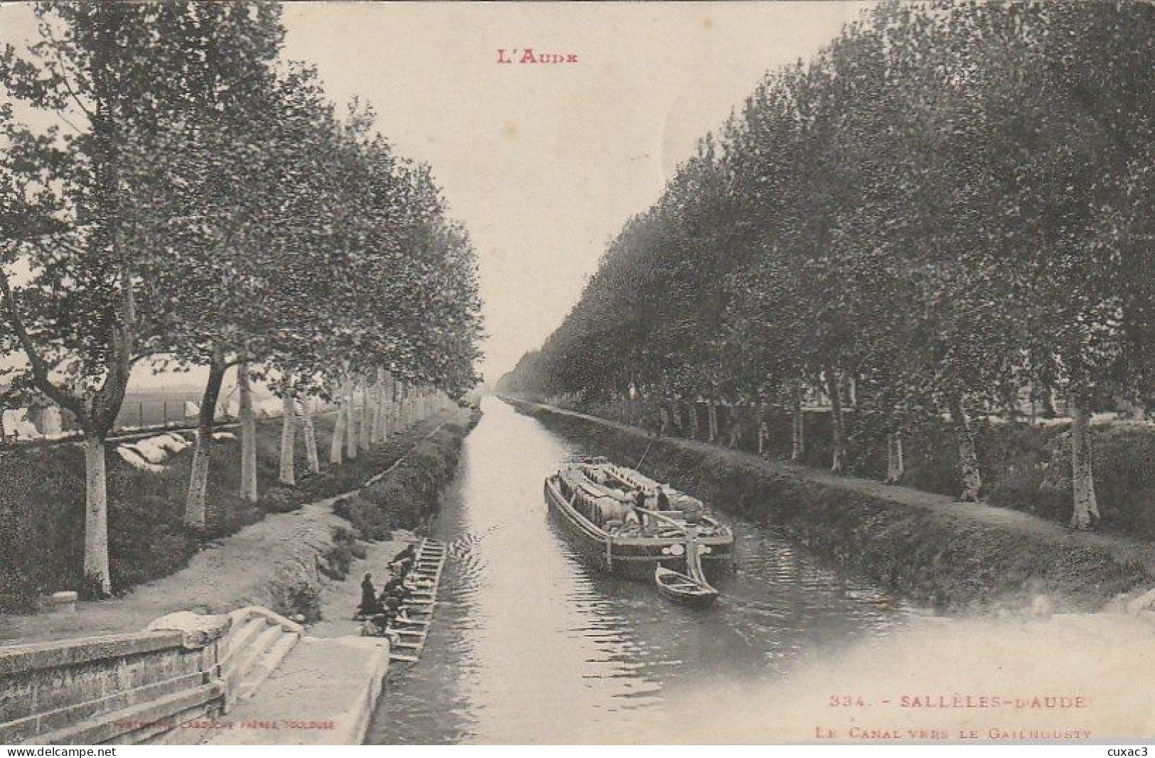 11 - SALLELES D'AUDE -  Le Canal Vers Le Gailhousty , Péniche ,  Lavandières - Salleles D'Aude