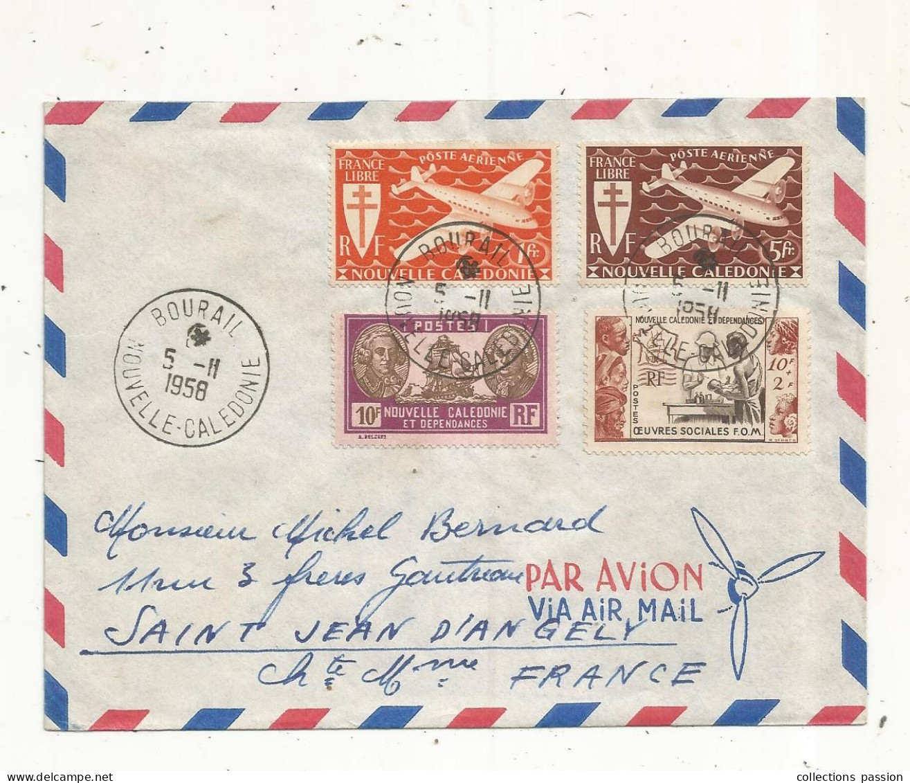 Lettre, NOUVELLE CALEDONIE ET DEPENDANCES, BOURAIL, 5-11-1958, 4 Timbres - Briefe U. Dokumente