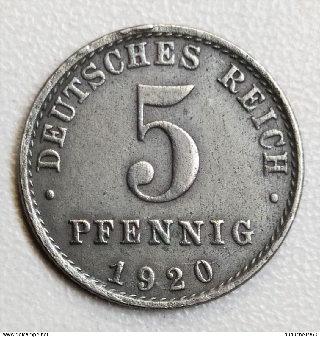 Allemagne 5 Pfennig 1920 A - 5 Rentenpfennig & 5 Reichspfennig