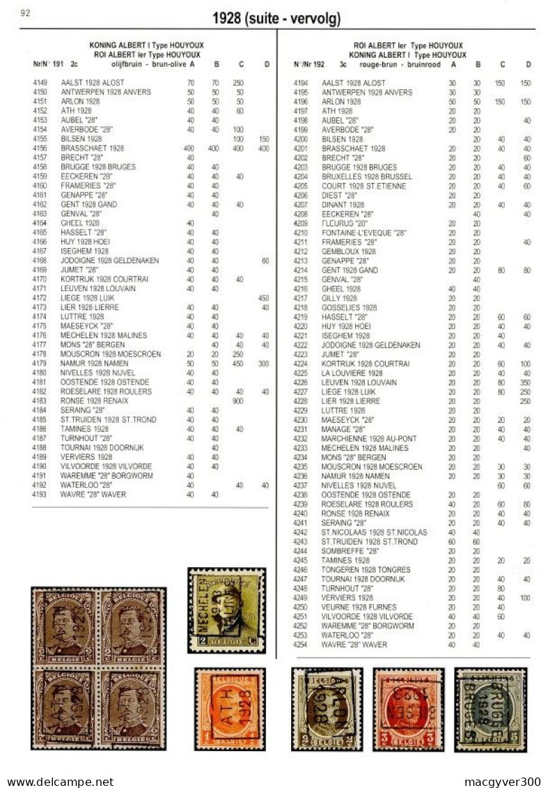 Catalogue Officiel Des Timbres Préoblitérés De Belgique 1894 - 1996 - Belgio