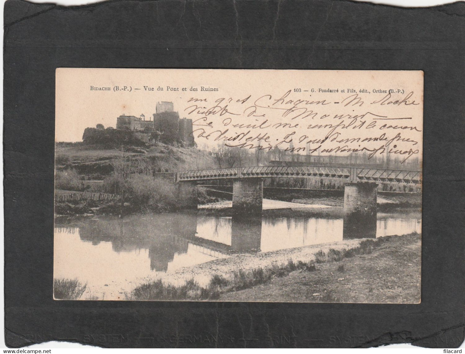 122574              Francia,    Bidache,   Vue  Du  Pont  Et  Des  Ruines,   VG   1906 - Bidache