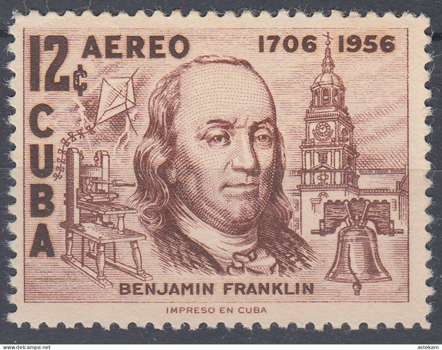 CUBA 1956, 250 YEARS From The BIRTH Of BENJAMIN FRANKLIN, COMPLETE, MNH SERIES With GOOD QUALITY, *** - Ungebraucht