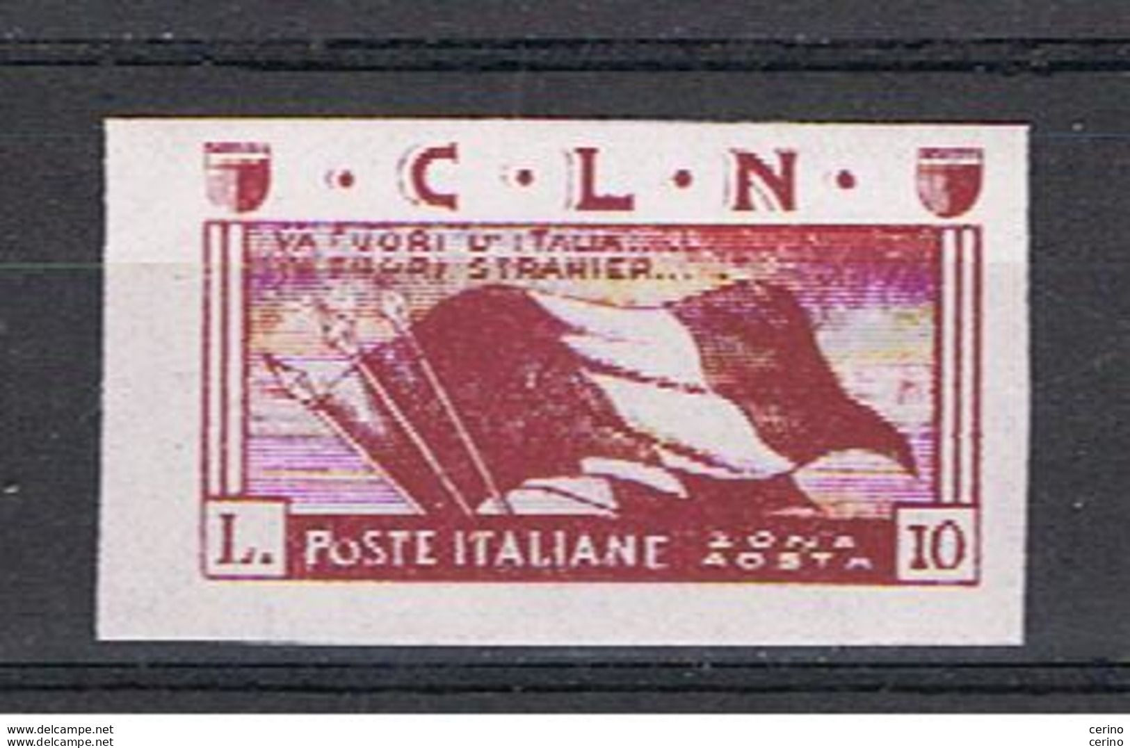 C.L.N.:  1944  SOGGETTI  VARI  -  £. 10  LILLA  CHIARO   N. -  N. D. -  SASS. 14 - Comitato Di Liberazione Nazionale (CLN)