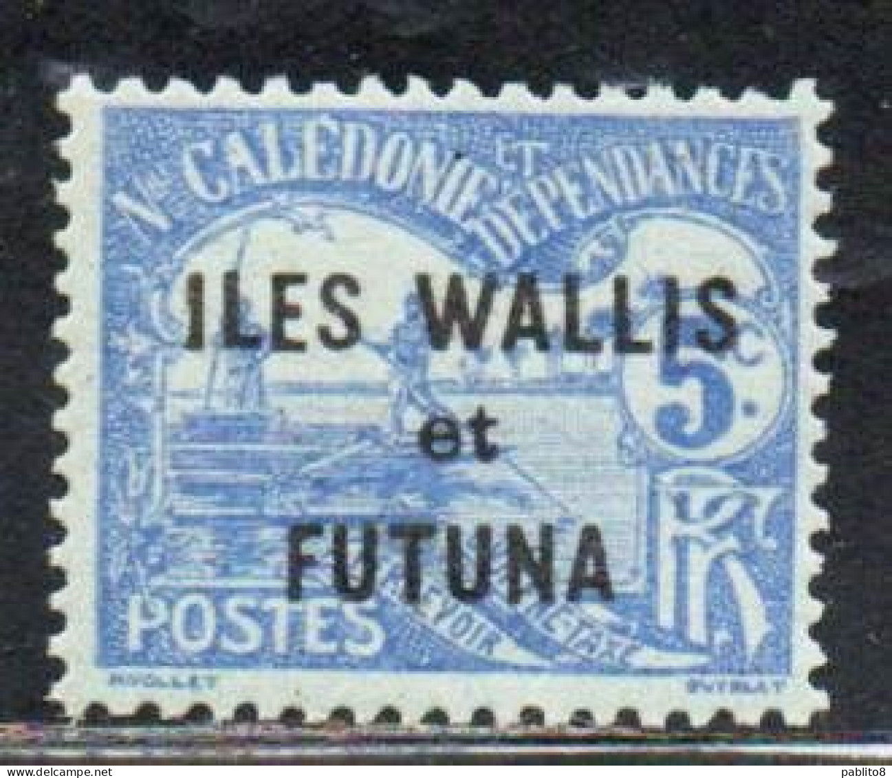 WALLIS AND FUTUNA ISLANDS 1920 POSTAGE DUE STAMPS TAXE SEGNATASSE MEN POLING BOAT NEW CALEDONIA OVERPRINTED 5c MH - Segnatasse
