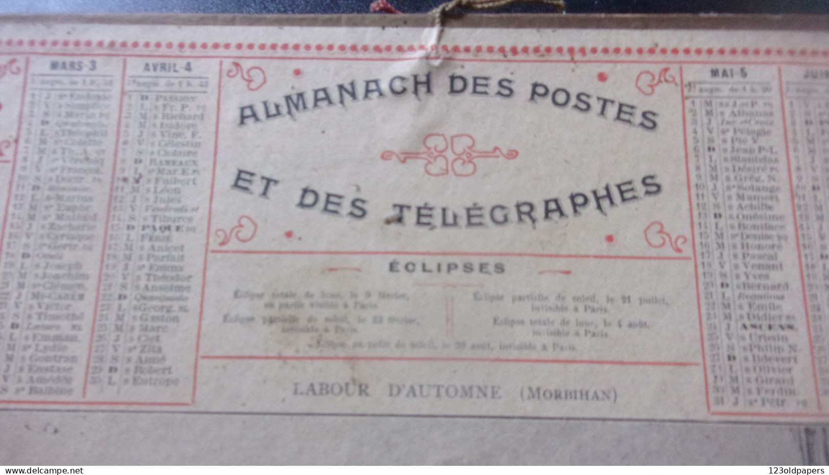 1906 ALMANACH DES POSTES LABOUR D AUTOMNE MORBIHAN - Big : 1901-20